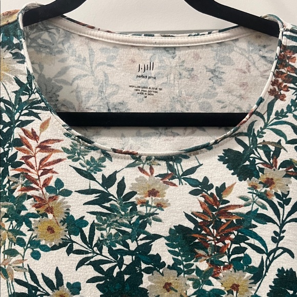 J. Jill Multicolor Fall Floral Long Sleeve Blouse Perfect Pima Cotton Medium - Picture 3 of 11